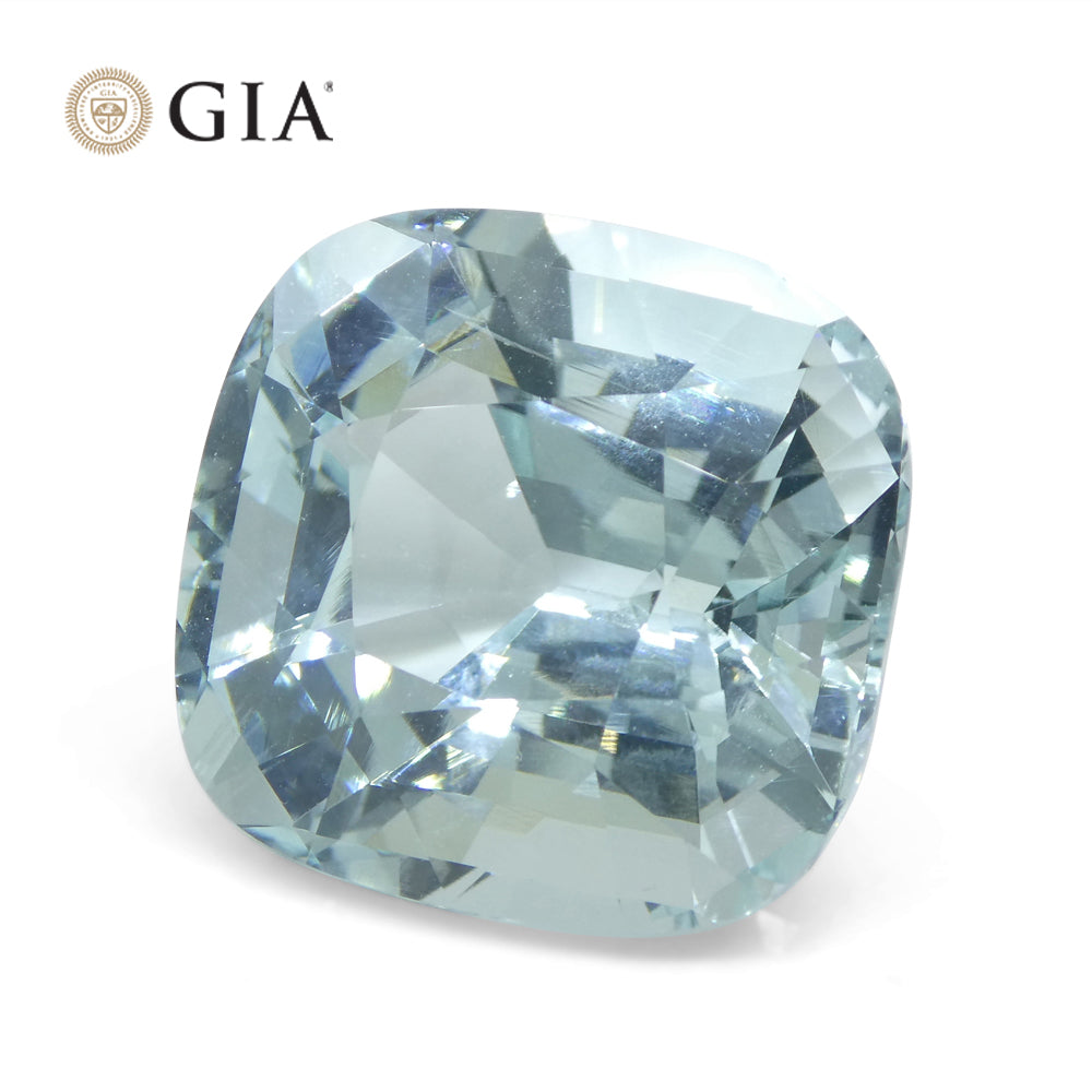 30.48ct Cushion Greenish Blue Aquamarine GIA Certified Unheated - Skyjems Wholesale Gemstones