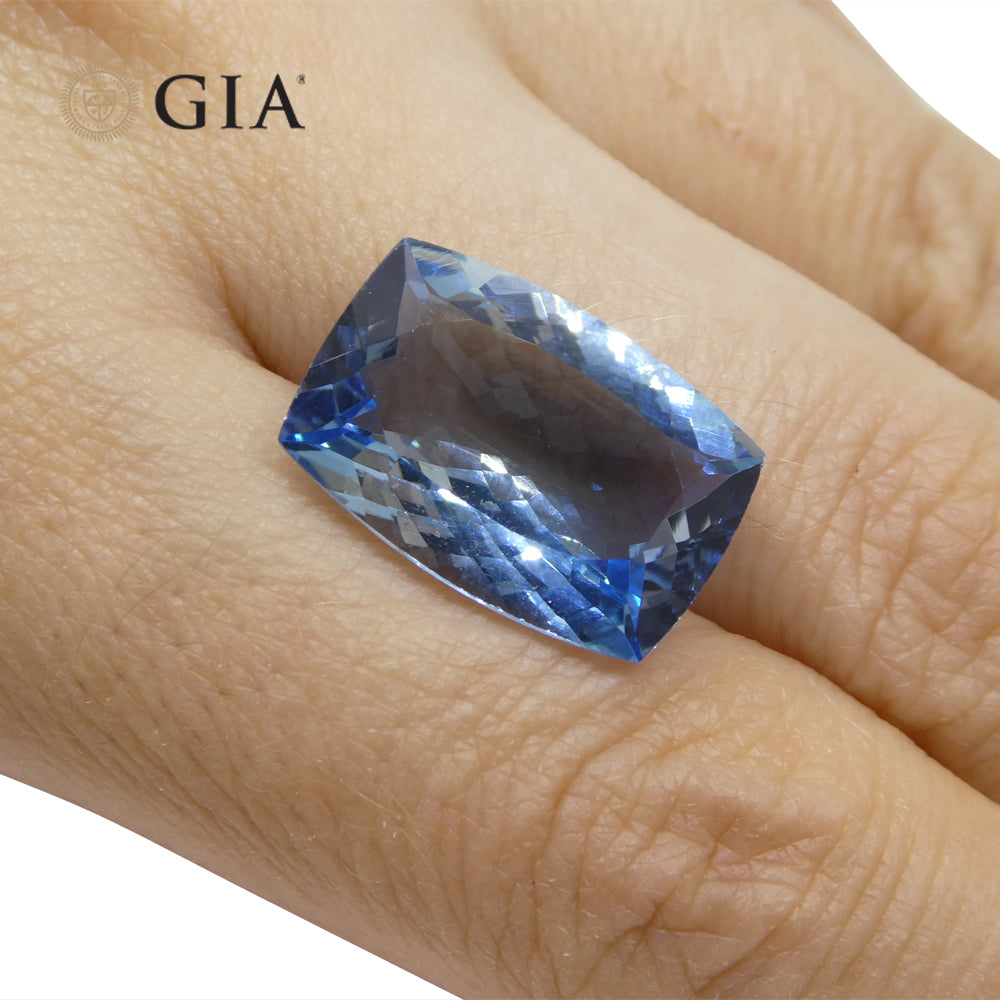 10ct Cushion Blue Aquamarine GIA Certified, Santa Maria - Skyjems Wholesale Gemstones