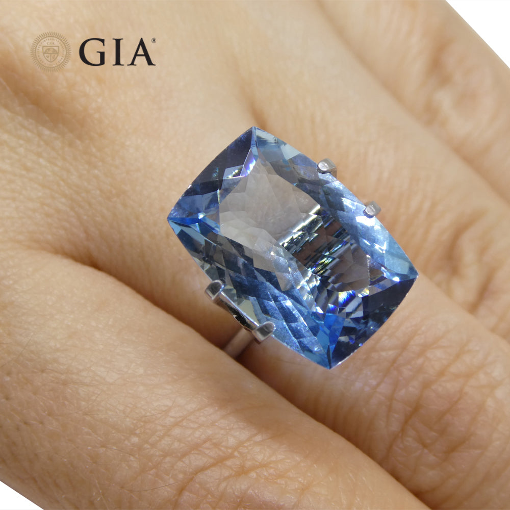 10ct Cushion Blue Aquamarine GIA Certified, Santa Maria - Skyjems Wholesale Gemstones