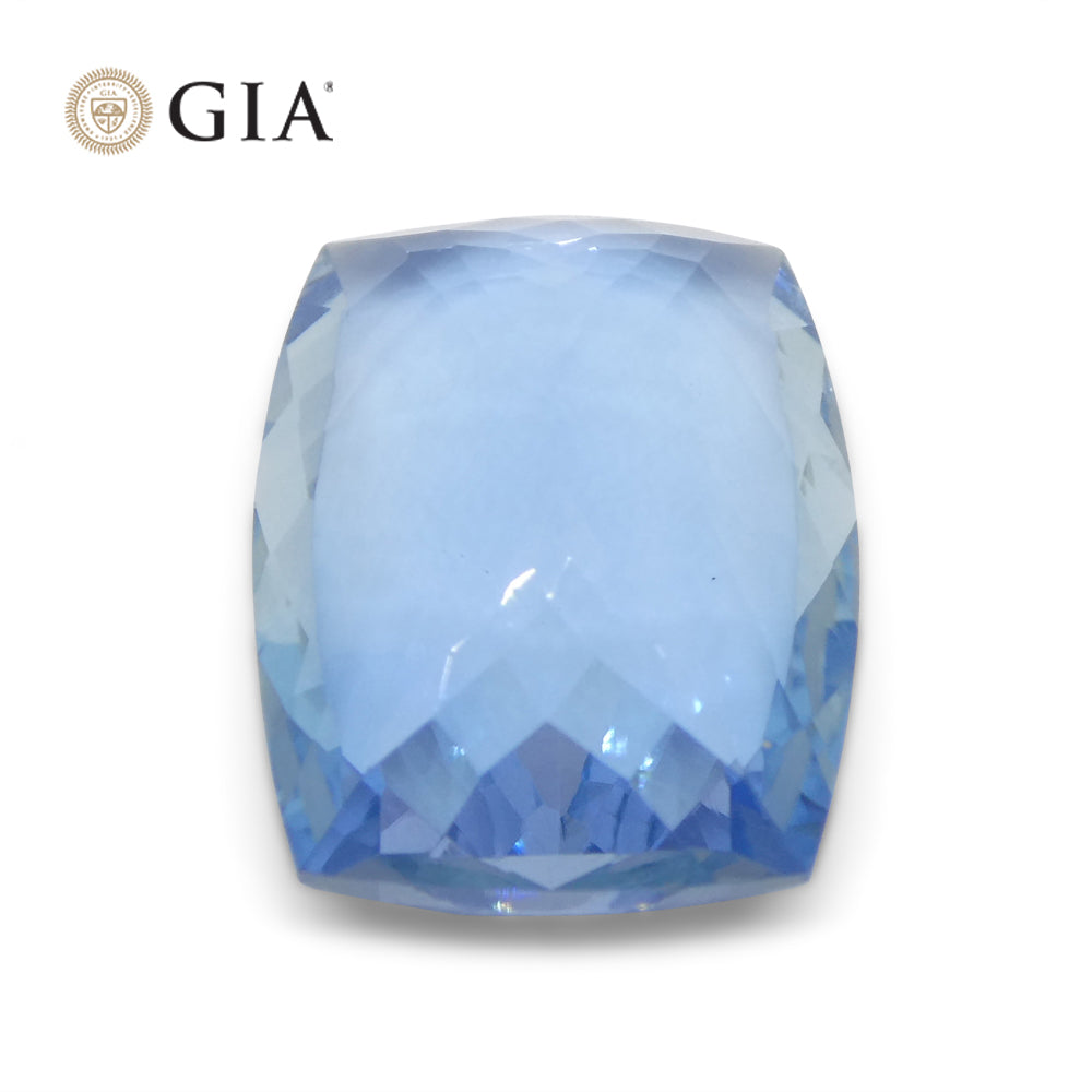 10ct Cushion Blue Aquamarine GIA Certified, Santa Maria - Skyjems Wholesale Gemstones