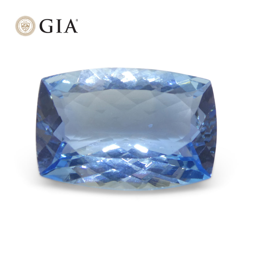 10ct Cushion Blue Aquamarine GIA Certified, Santa Maria - Skyjems Wholesale Gemstones