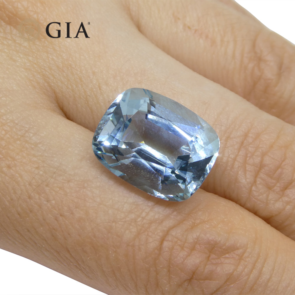 11.79ct Cushion Blue Aquamarine GIA Certified, Old Mine Espirido Santo - Skyjems Wholesale Gemstones