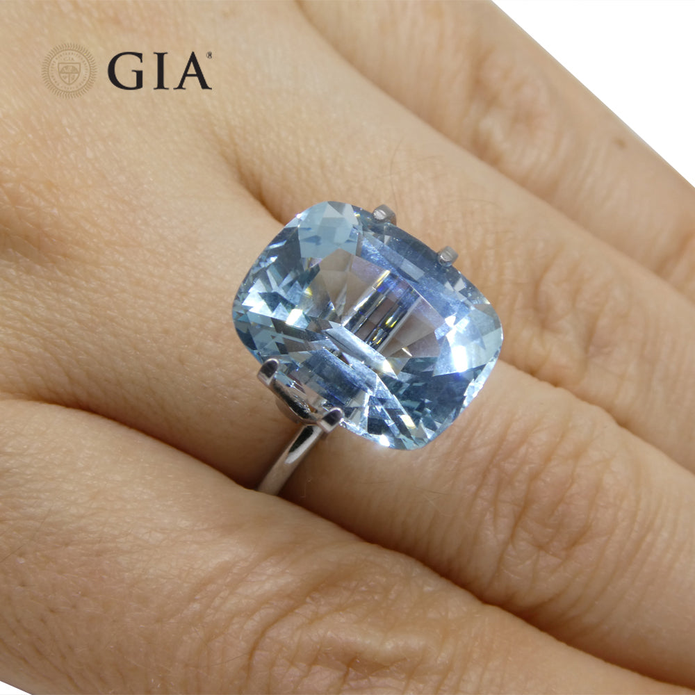 11.79ct Cushion Blue Aquamarine GIA Certified, Old Mine Espirido Santo - Skyjems Wholesale Gemstones