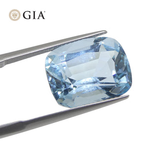 11.79ct Cushion Blue Aquamarine GIA Certified, Old Mine Espirido Santo - Skyjems Wholesale Gemstones