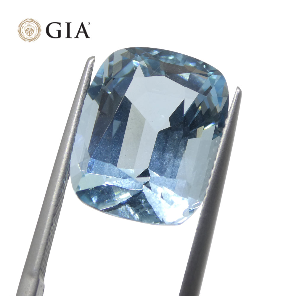 11.79ct Cushion Blue Aquamarine GIA Certified, Old Mine Espirido Santo - Skyjems Wholesale Gemstones