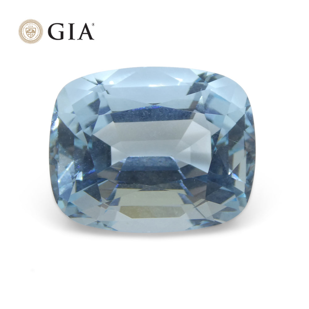 11.79ct Cushion Blue Aquamarine GIA Certified, Old Mine Espirido Santo - Skyjems Wholesale Gemstones