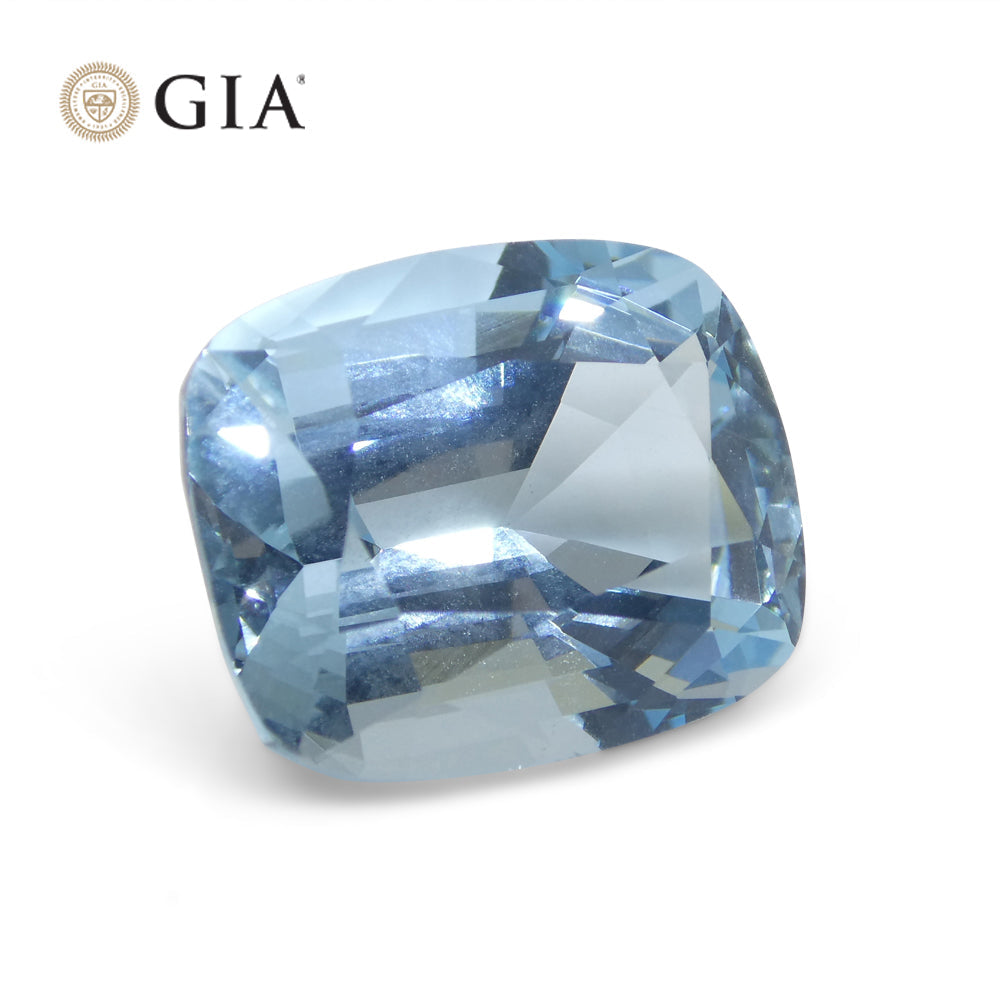 11.79ct Cushion Blue Aquamarine GIA Certified, Old Mine Espirido Santo - Skyjems Wholesale Gemstones