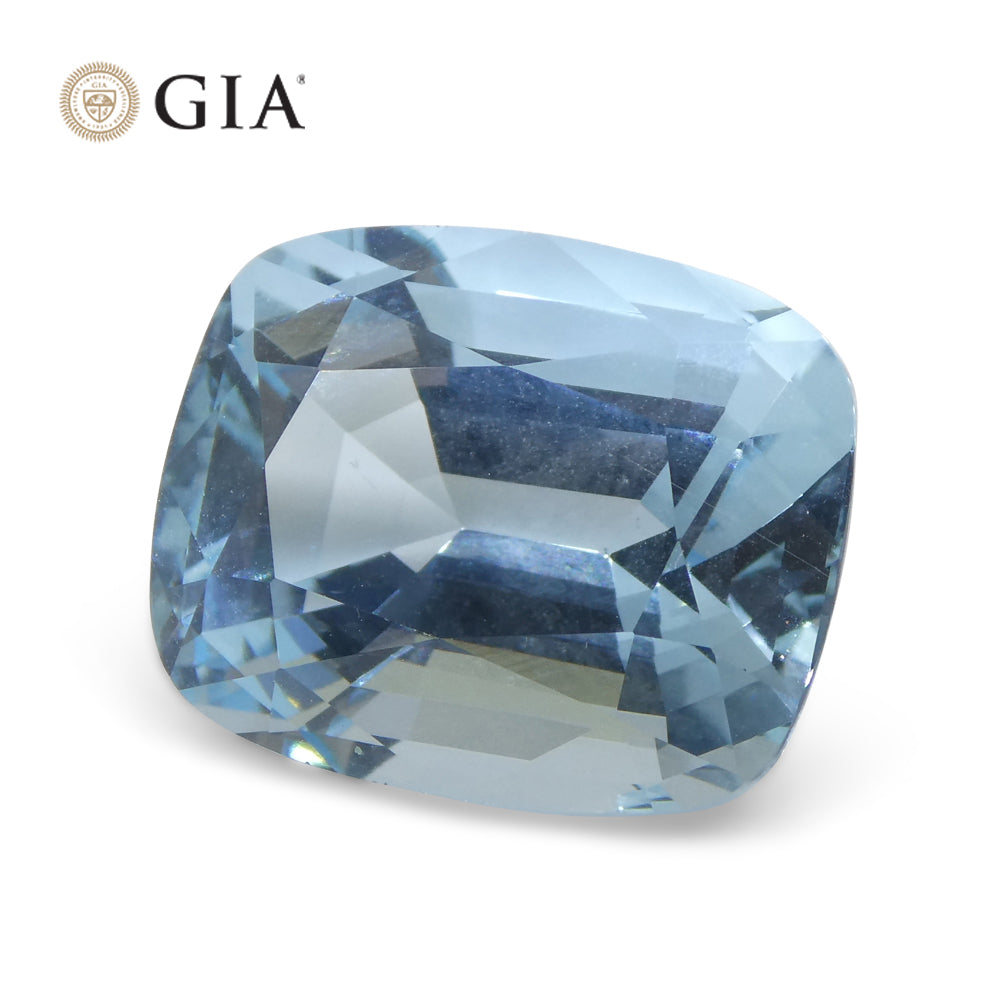 11.79ct Cushion Blue Aquamarine GIA Certified, Old Mine Espirido Santo - Skyjems Wholesale Gemstones