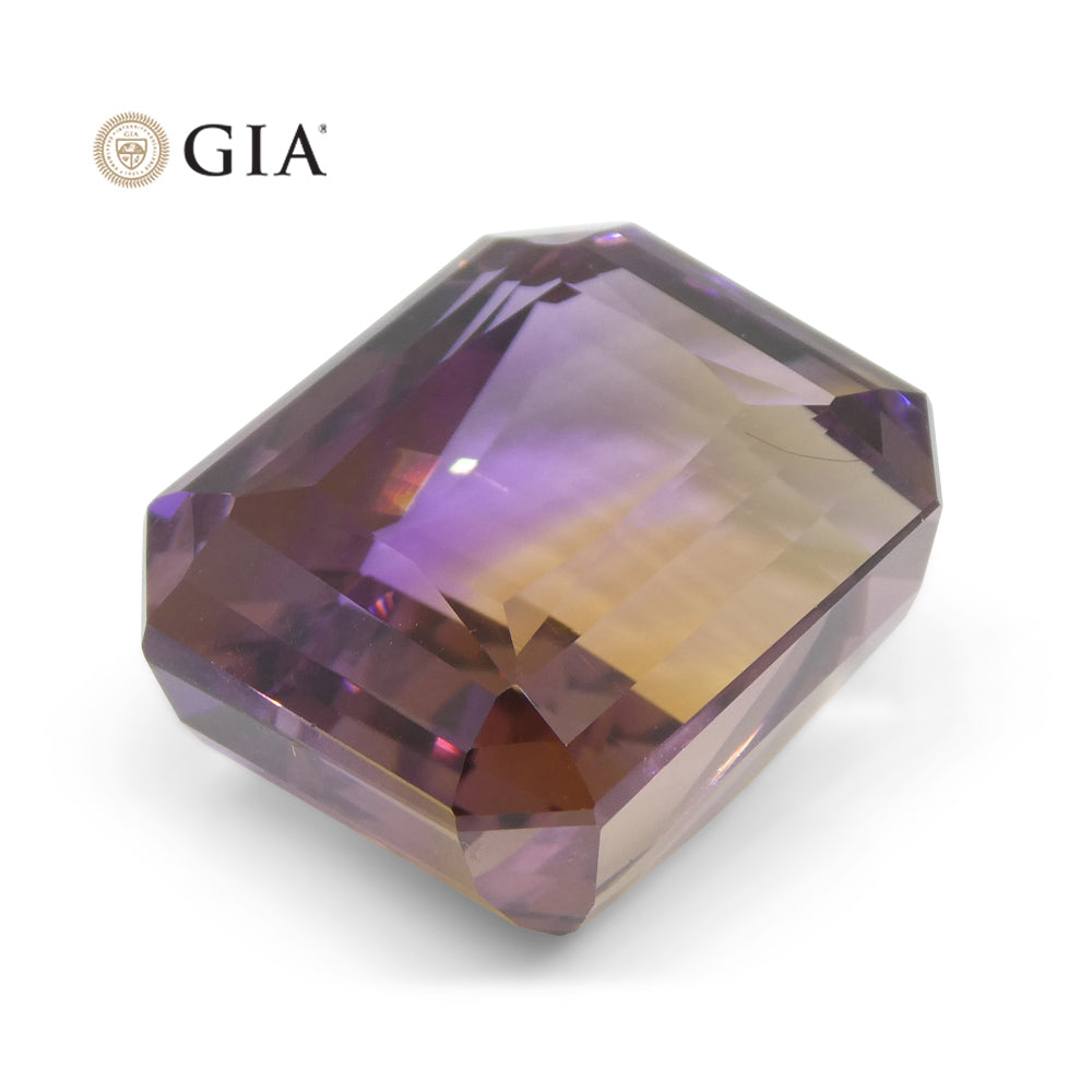 37.67ct Octagonal/Emerald Cut Purple & Yellow Ametrine GIA Certified - Skyjems Wholesale Gemstones