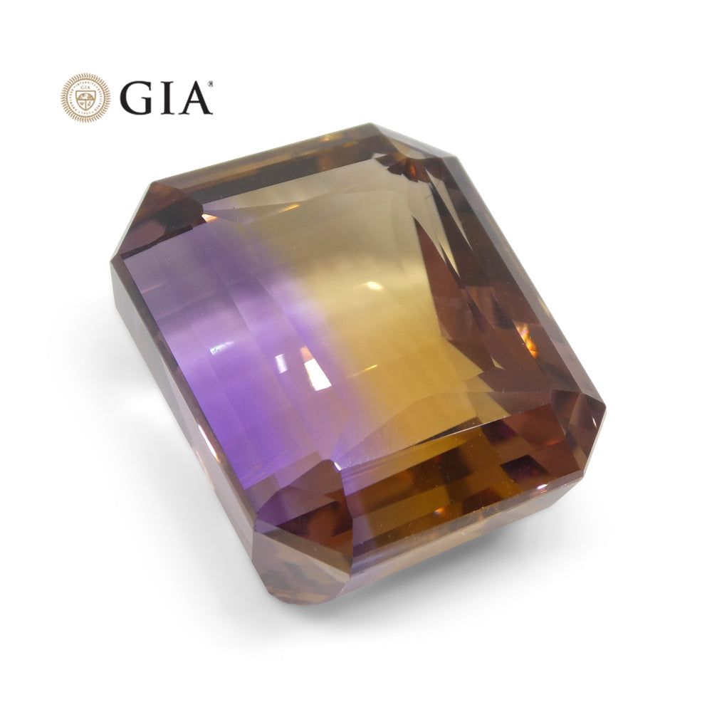 37.67ct Octagonal/Emerald Cut Purple & Yellow Ametrine GIA Certified - Skyjems Wholesale Gemstones