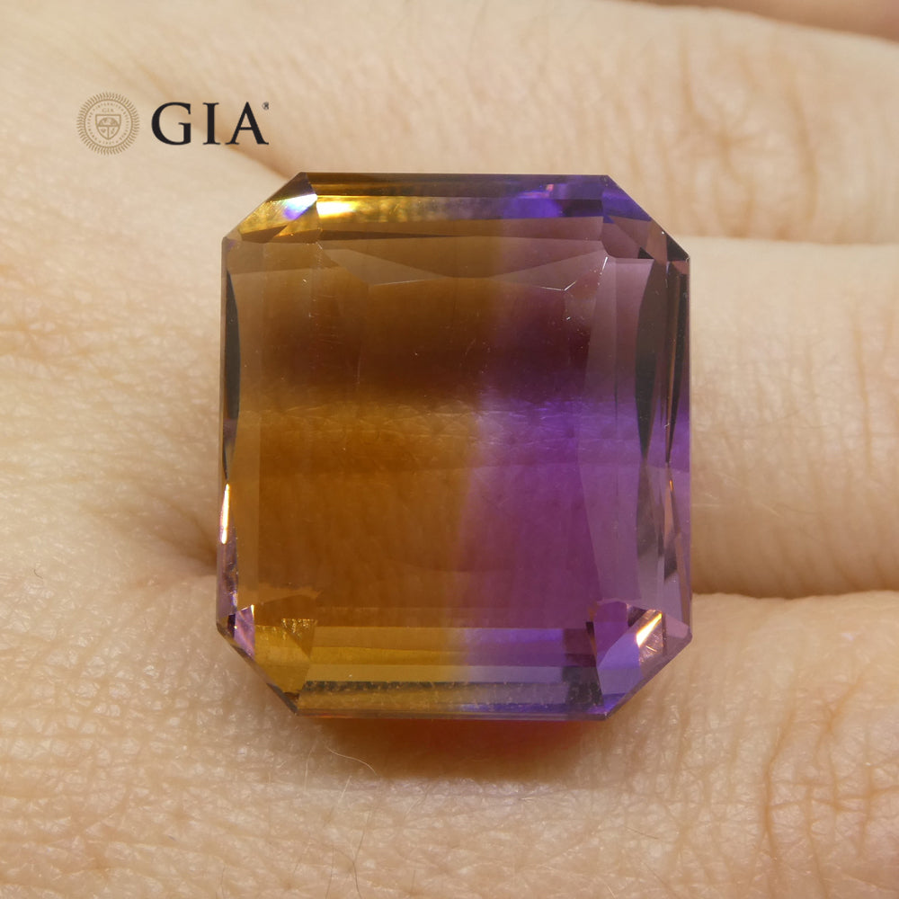 37.67ct Octagonal/Emerald Cut Purple & Yellow Ametrine GIA Certified - Skyjems Wholesale Gemstones