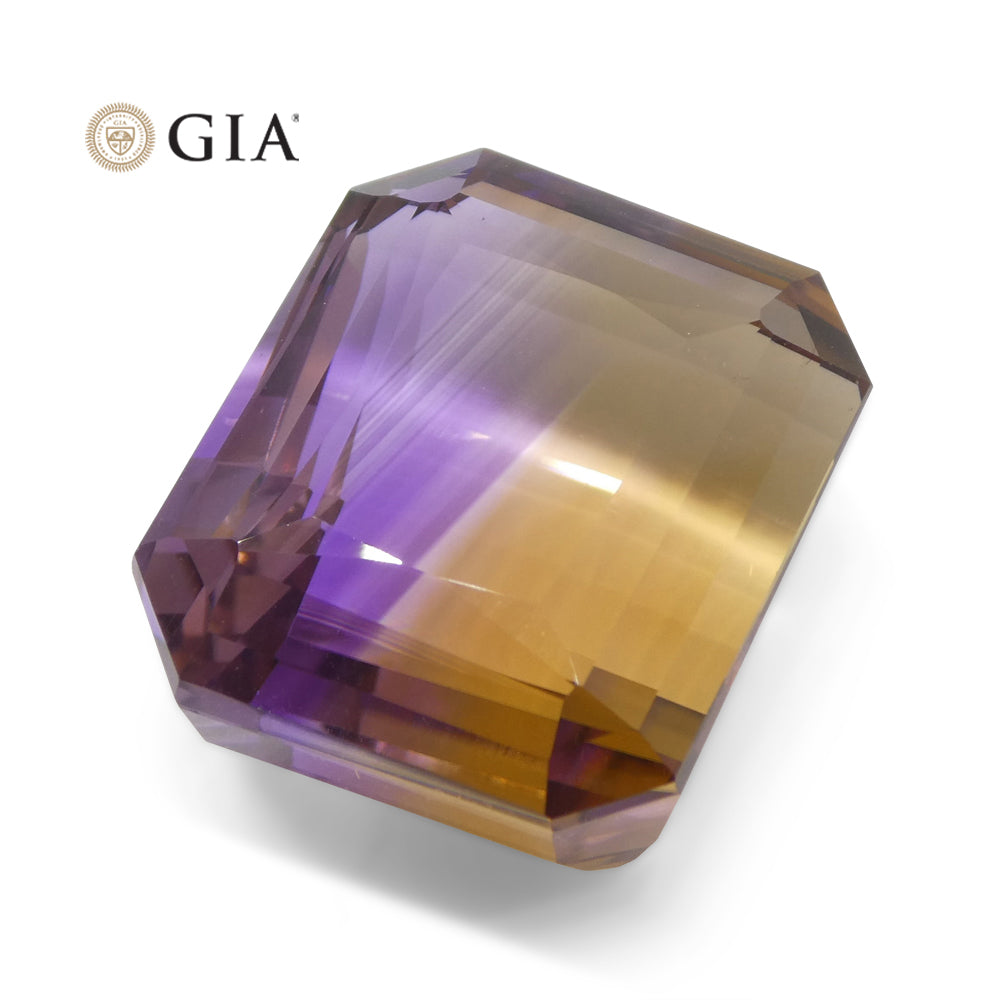 37.67ct Octagonal/Emerald Cut Purple & Yellow Ametrine GIA Certified - Skyjems Wholesale Gemstones