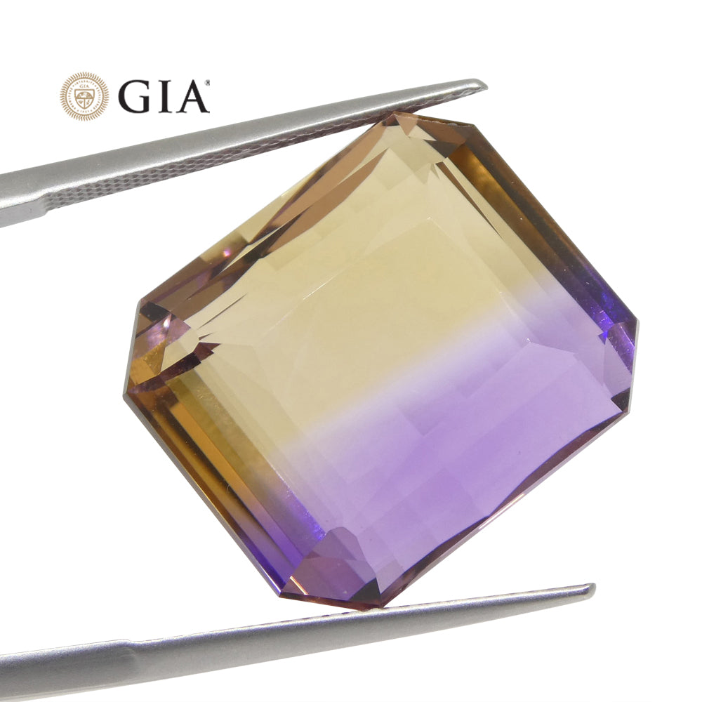 37.67ct Octagonal/Emerald Cut Purple & Yellow Ametrine GIA Certified - Skyjems Wholesale Gemstones