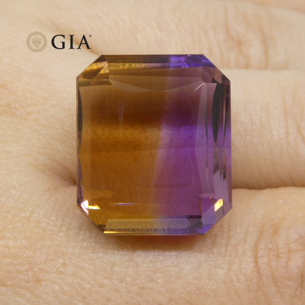 37.67ct Octagonal/Emerald Cut Purple & Yellow Ametrine GIA Certified - Skyjems Wholesale Gemstones