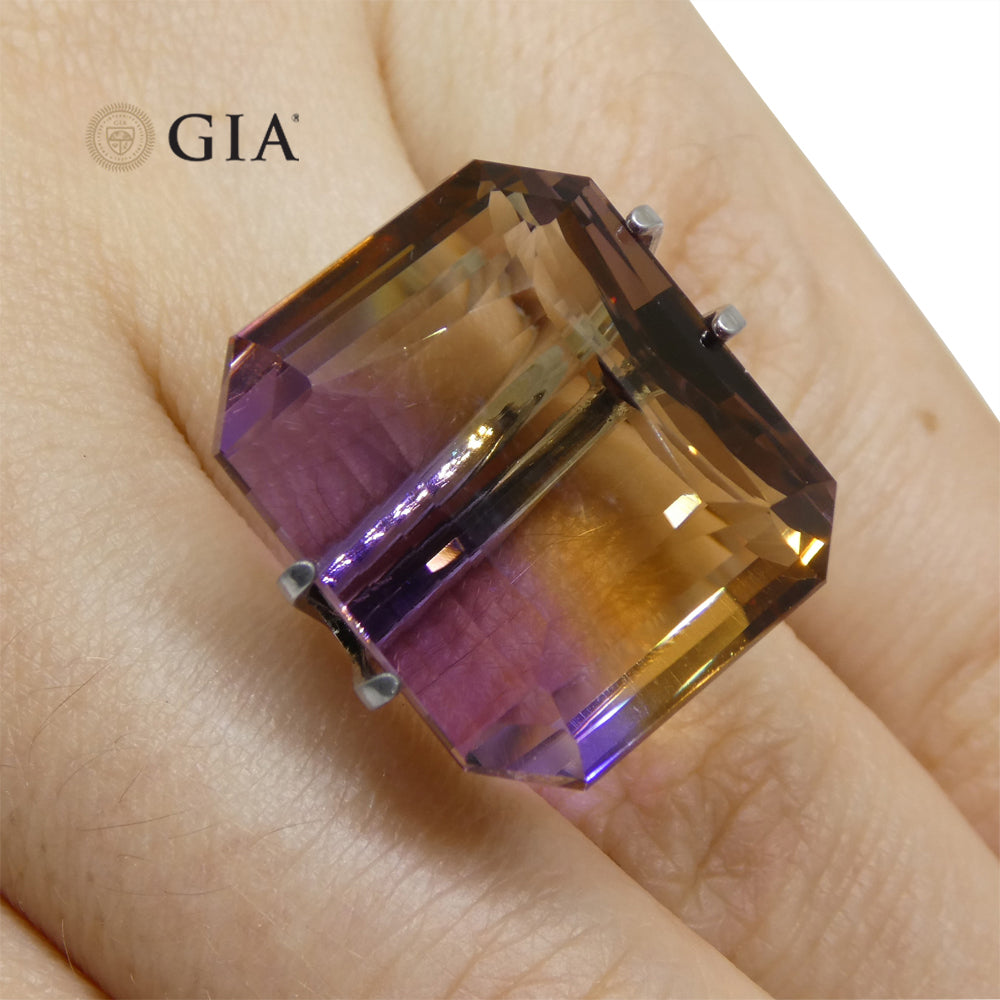 37.67ct Octagonal/Emerald Cut Purple & Yellow Ametrine GIA Certified - Skyjems Wholesale Gemstones