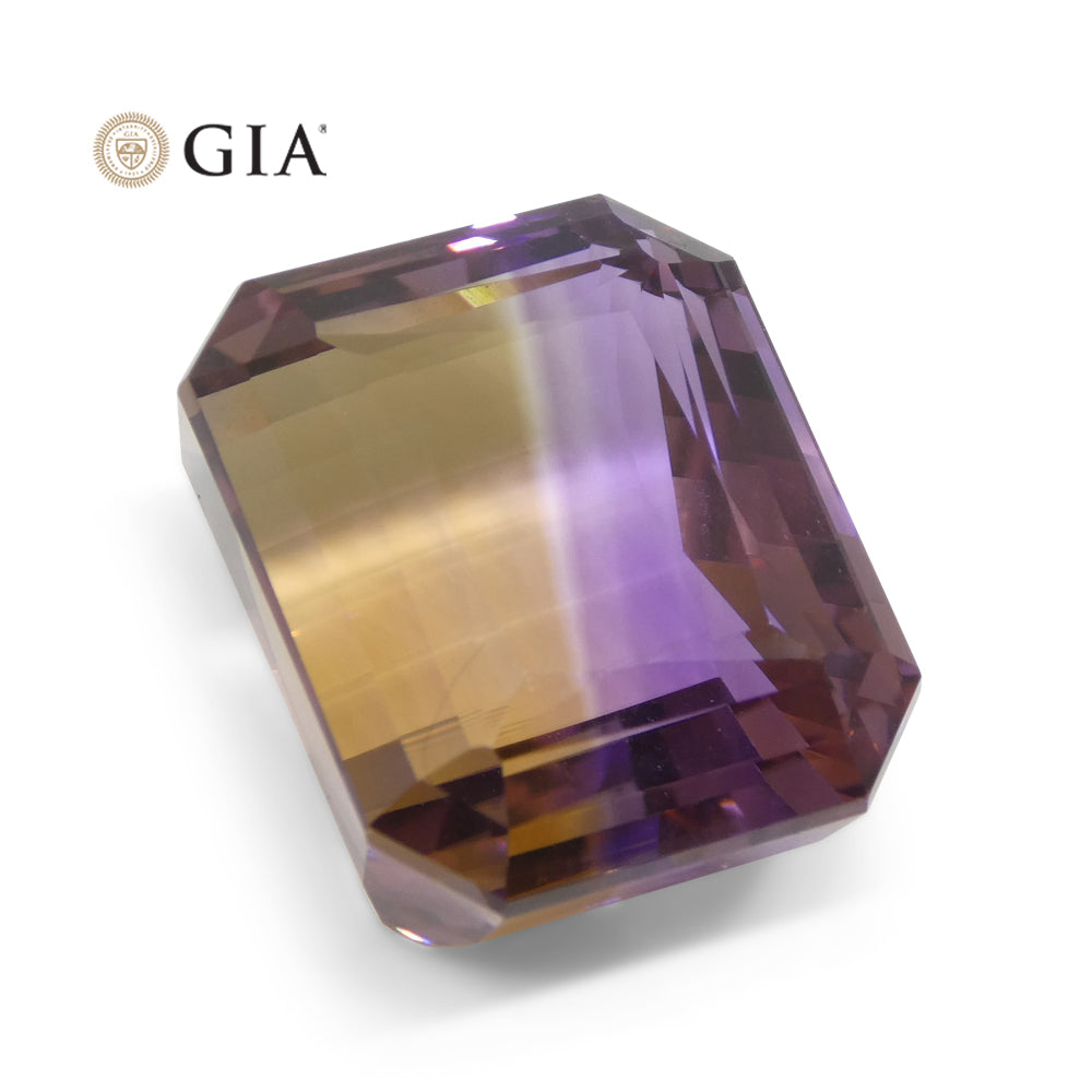 37.67ct Octagonal/Emerald Cut Purple & Yellow Ametrine GIA Certified - Skyjems Wholesale Gemstones