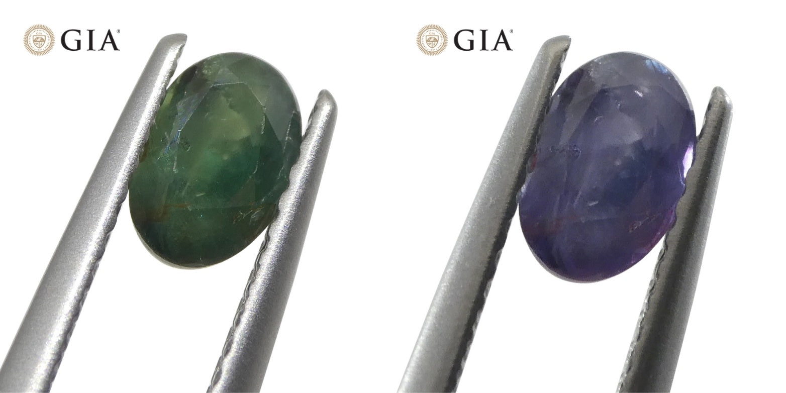 0.64ct Oval Blue-Green to Purple Alexandrite GIA Certified India