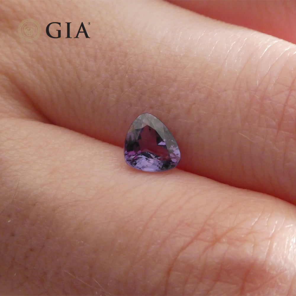 0.79ct Modified Heart Brilliant Blue-Green to Purple Alexandrite GIA Certified Brazil - Skyjems Wholesale Gemstones