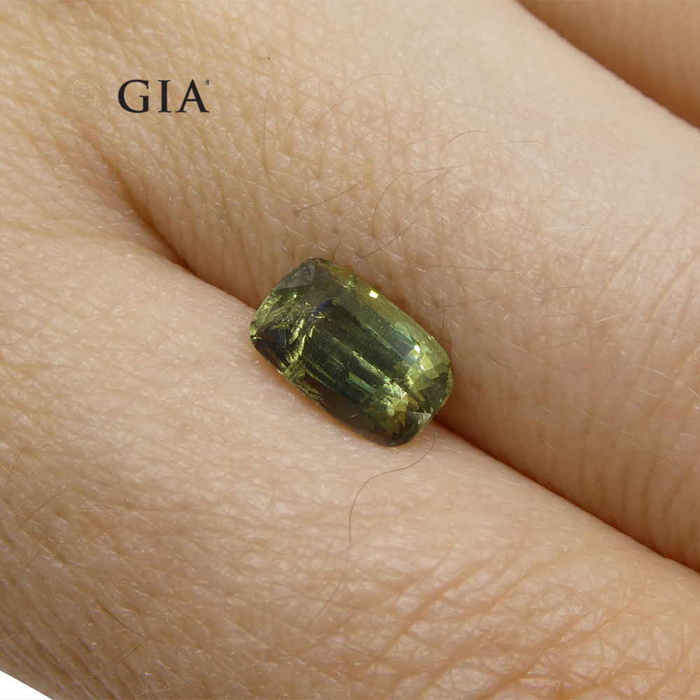 1.6ct Cushion Yellowish Green to Gray-Purple Alexandrite GIA Certified Unheated - Skyjems Wholesale Gemstones