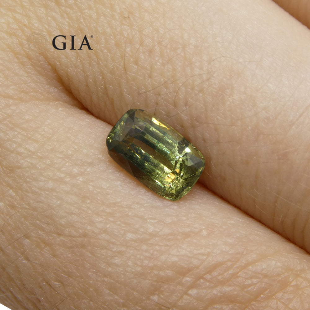 1.6ct Cushion Yellowish Green to Gray-Purple Alexandrite GIA Certified Unheated - Skyjems Wholesale Gemstones