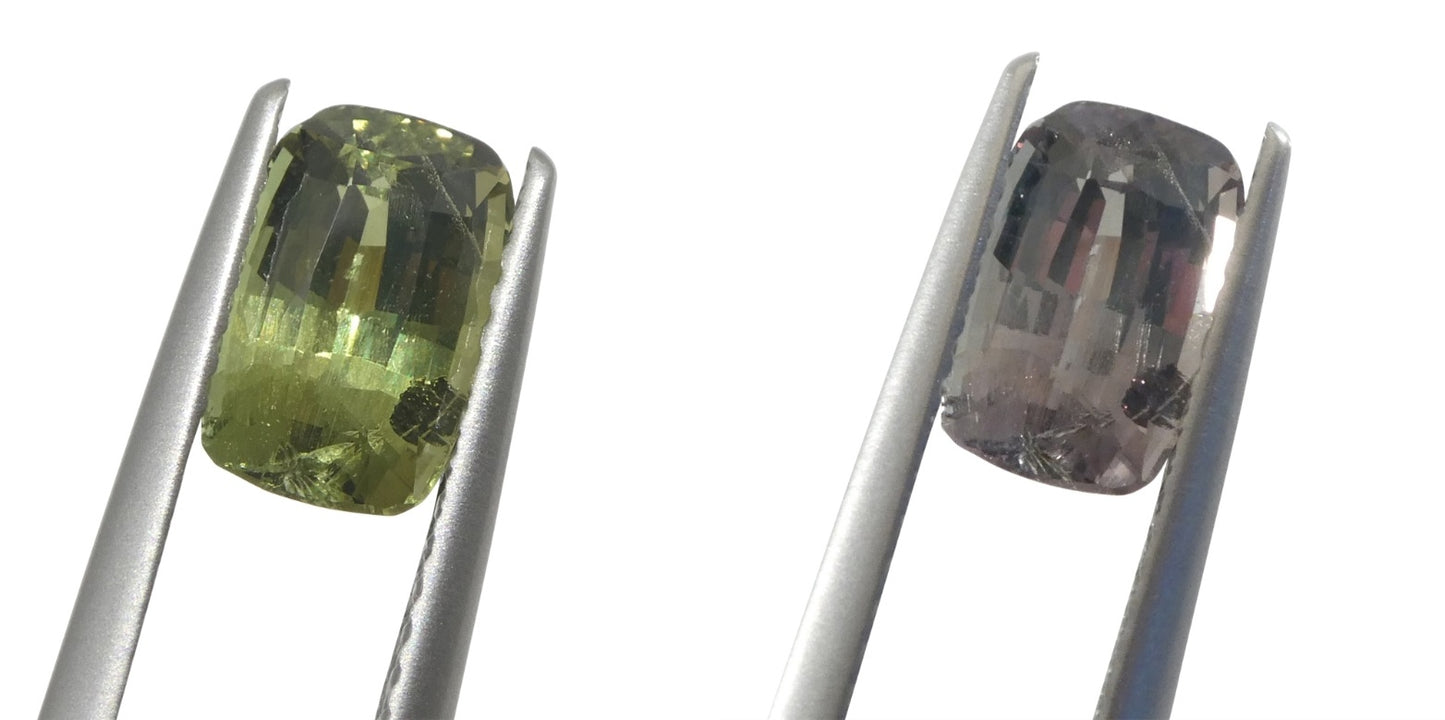 1.6ct Cushion Yellowish Green to Gray-Purple Alexandrite GIA Certified Unheated - Skyjems Wholesale Gemstones