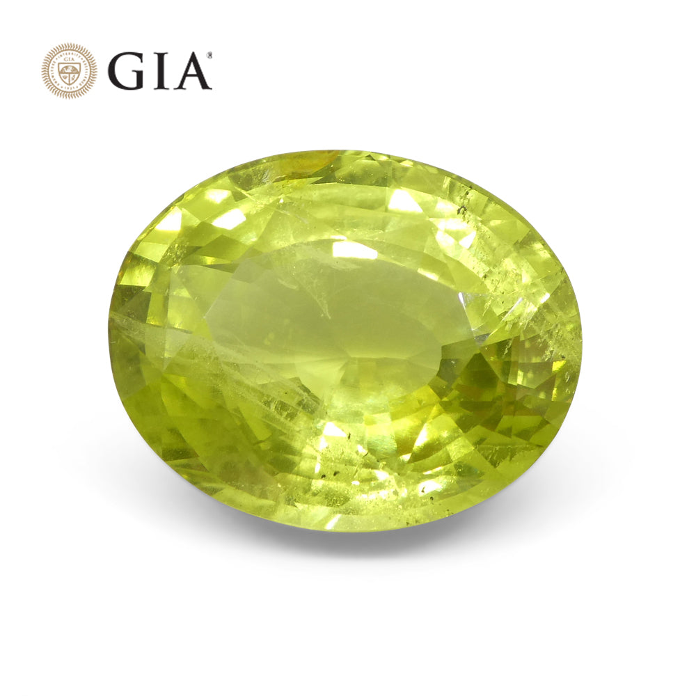 12.88ct Oval Green-Yellow Chrysoberyl GIA Certified Unheated - Skyjems Wholesale Gemstones