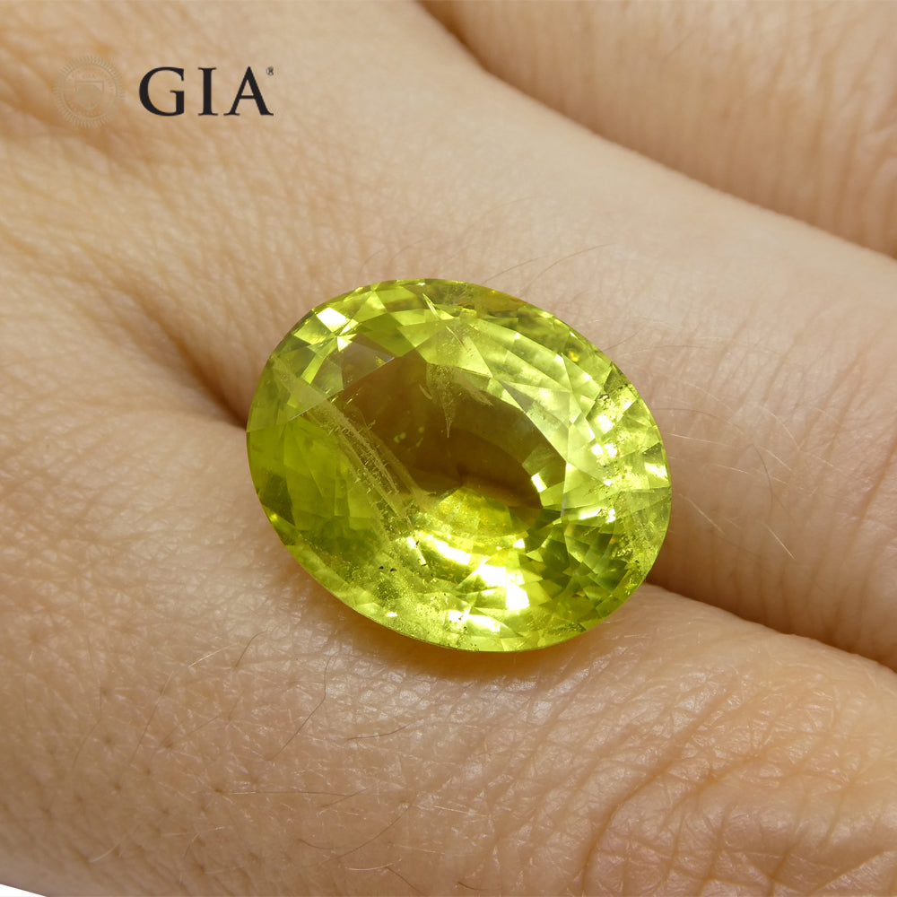 12.88ct Oval Green-Yellow Chrysoberyl GIA Certified Unheated - Skyjems Wholesale Gemstones