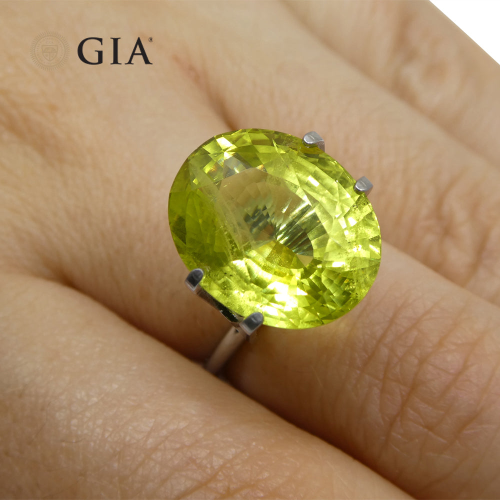 12.88ct Oval Green-Yellow Chrysoberyl GIA Certified Unheated - Skyjems Wholesale Gemstones