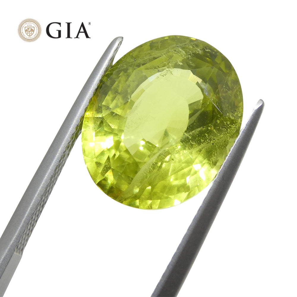 12.88ct Oval Green-Yellow Chrysoberyl GIA Certified Unheated - Skyjems Wholesale Gemstones