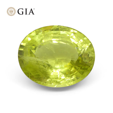 12.88ct Oval Green-Yellow Chrysoberyl GIA Certified Unheated - Skyjems Wholesale Gemstones