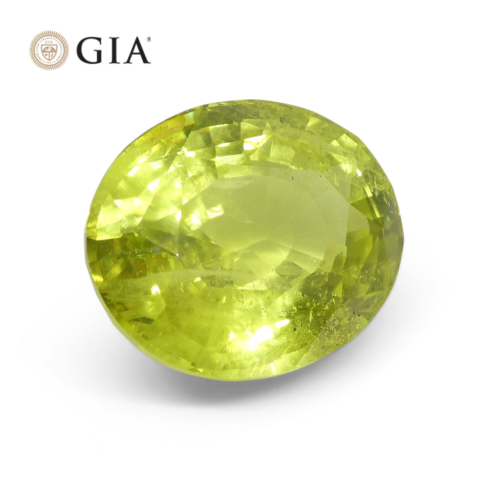 12.88ct Oval Green-Yellow Chrysoberyl GIA Certified Unheated - Skyjems Wholesale Gemstones