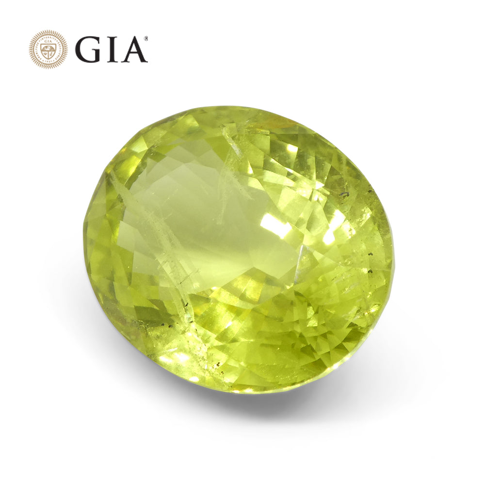 12.88ct Oval Green-Yellow Chrysoberyl GIA Certified Unheated - Skyjems Wholesale Gemstones