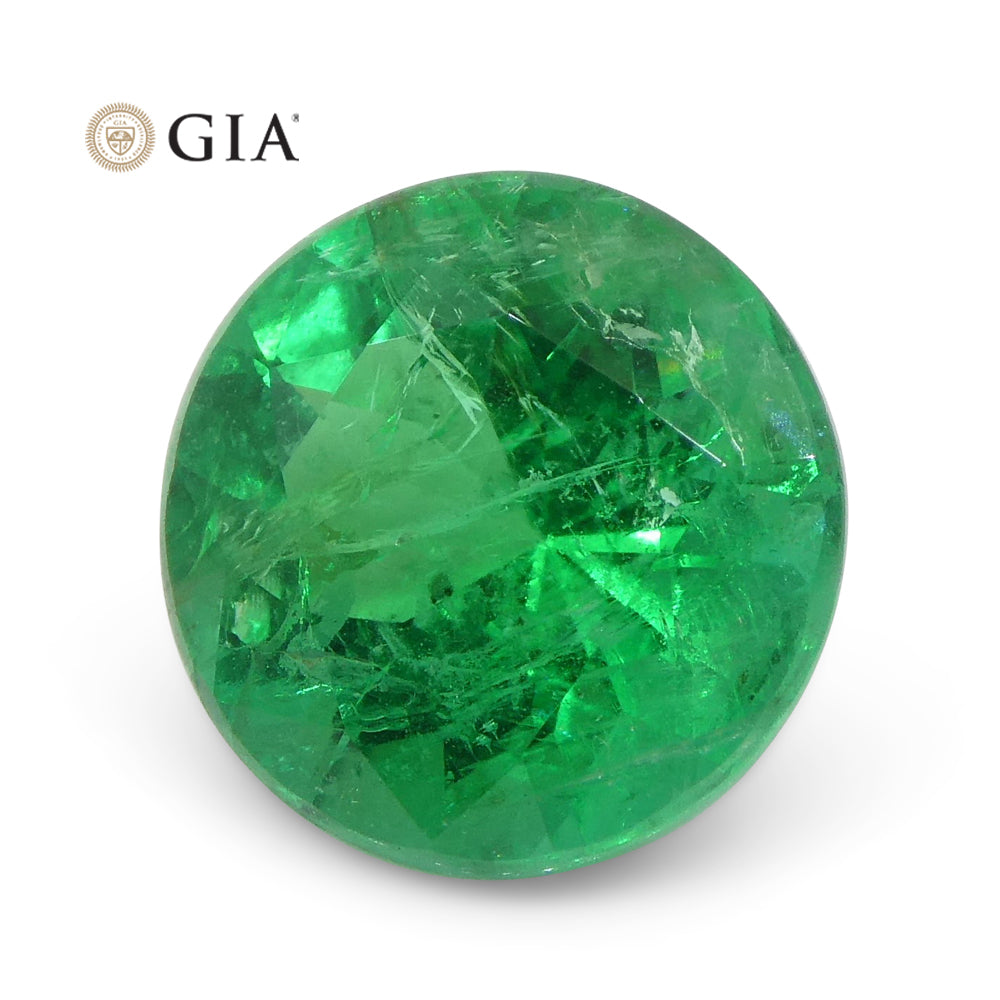 2.32ct Round Vivid Green Emerald GIA Certified Brazil - Skyjems Wholesale Gemstones