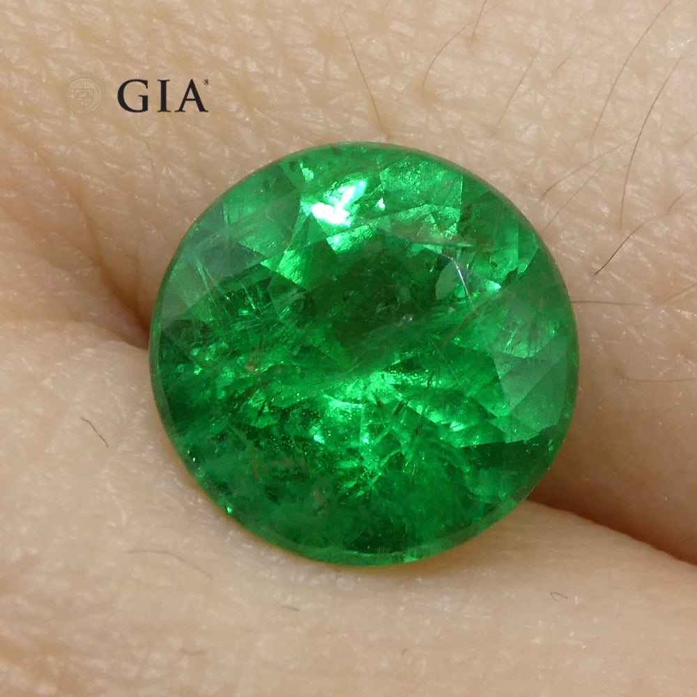 2.32ct Round Vivid Green Emerald GIA Certified Brazil - Skyjems Wholesale Gemstones