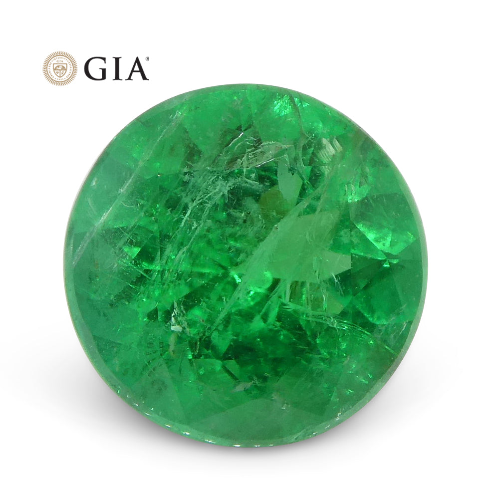 2.32ct Round Vivid Green Emerald GIA Certified Brazil - Skyjems Wholesale Gemstones