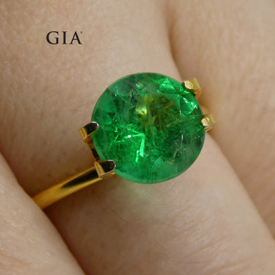 2.32ct Round Vivid Green Emerald GIA Certified Brazil - Skyjems Wholesale Gemstones