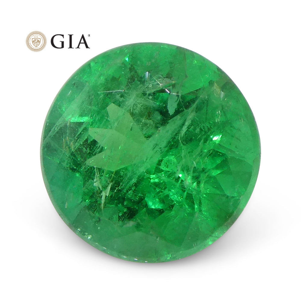 2.32ct Round Vivid Green Emerald GIA Certified Brazil - Skyjems Wholesale Gemstones