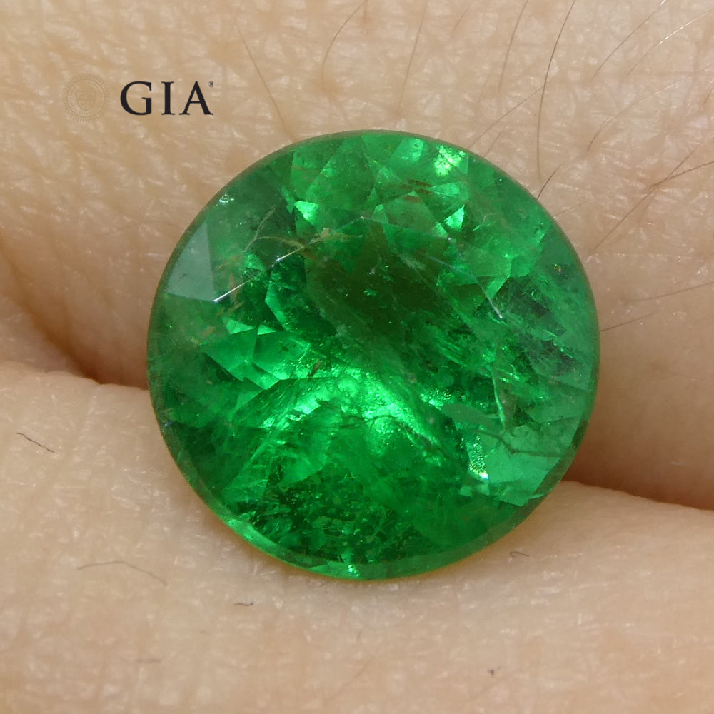 2.32ct Round Vivid Green Emerald GIA Certified Brazil - Skyjems Wholesale Gemstones