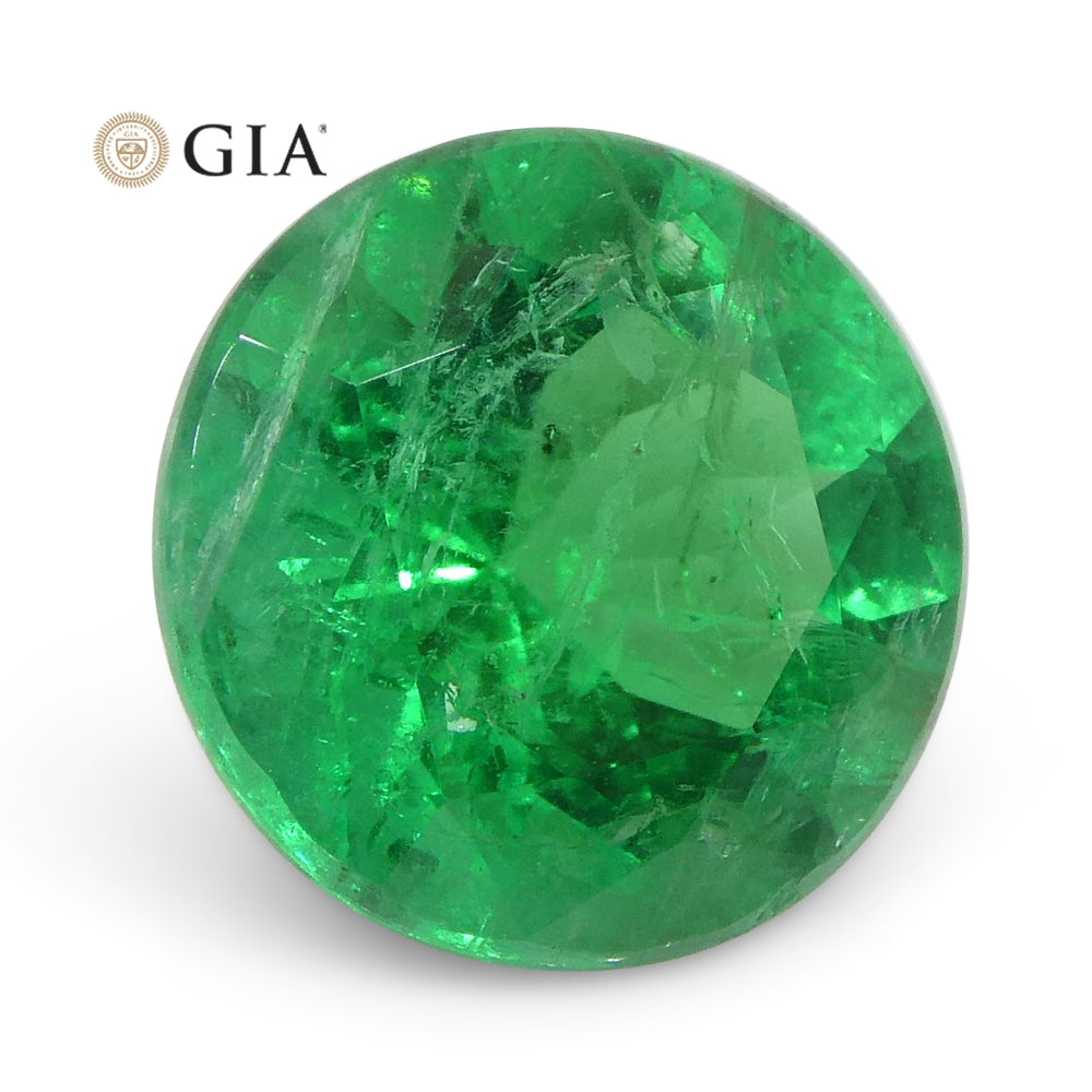 2.32ct Round Vivid Green Emerald GIA Certified Brazil - Skyjems Wholesale Gemstones