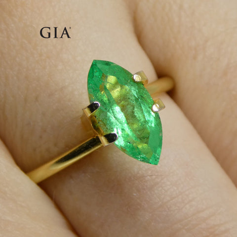 1.4ct Marquise Green Emerald GIA Certified Colombia