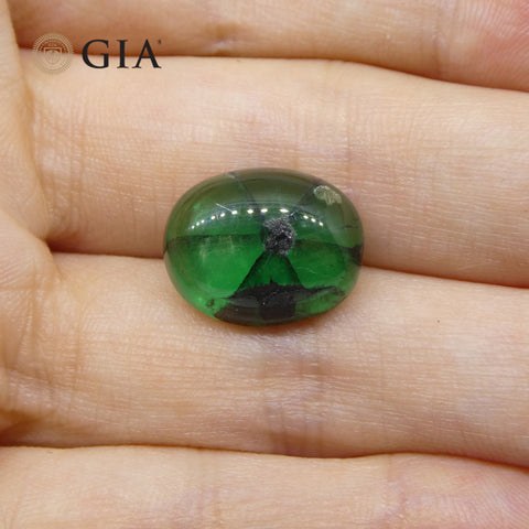 8.08ct Oval Green And Black Trapiche Emerald GIA Certified Colombia