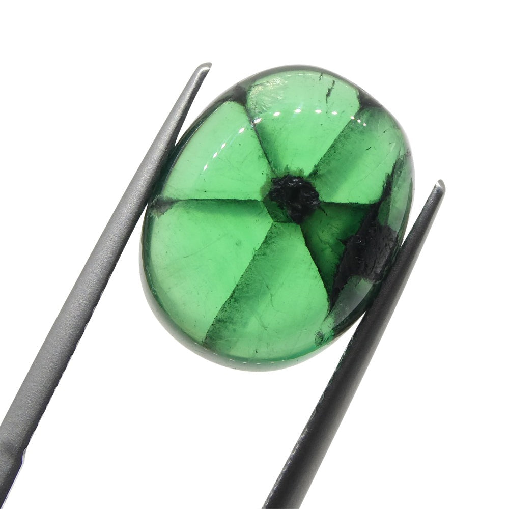 8.08ct Oval Green And Black Trapiche Emerald GIA Certified Colombia - Skyjems Wholesale Gemstones