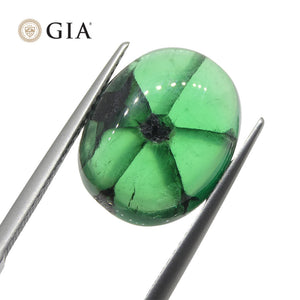 8.08ct Oval Green And Black Trapiche Emerald GIA Certified Colombia - Skyjems Wholesale Gemstones