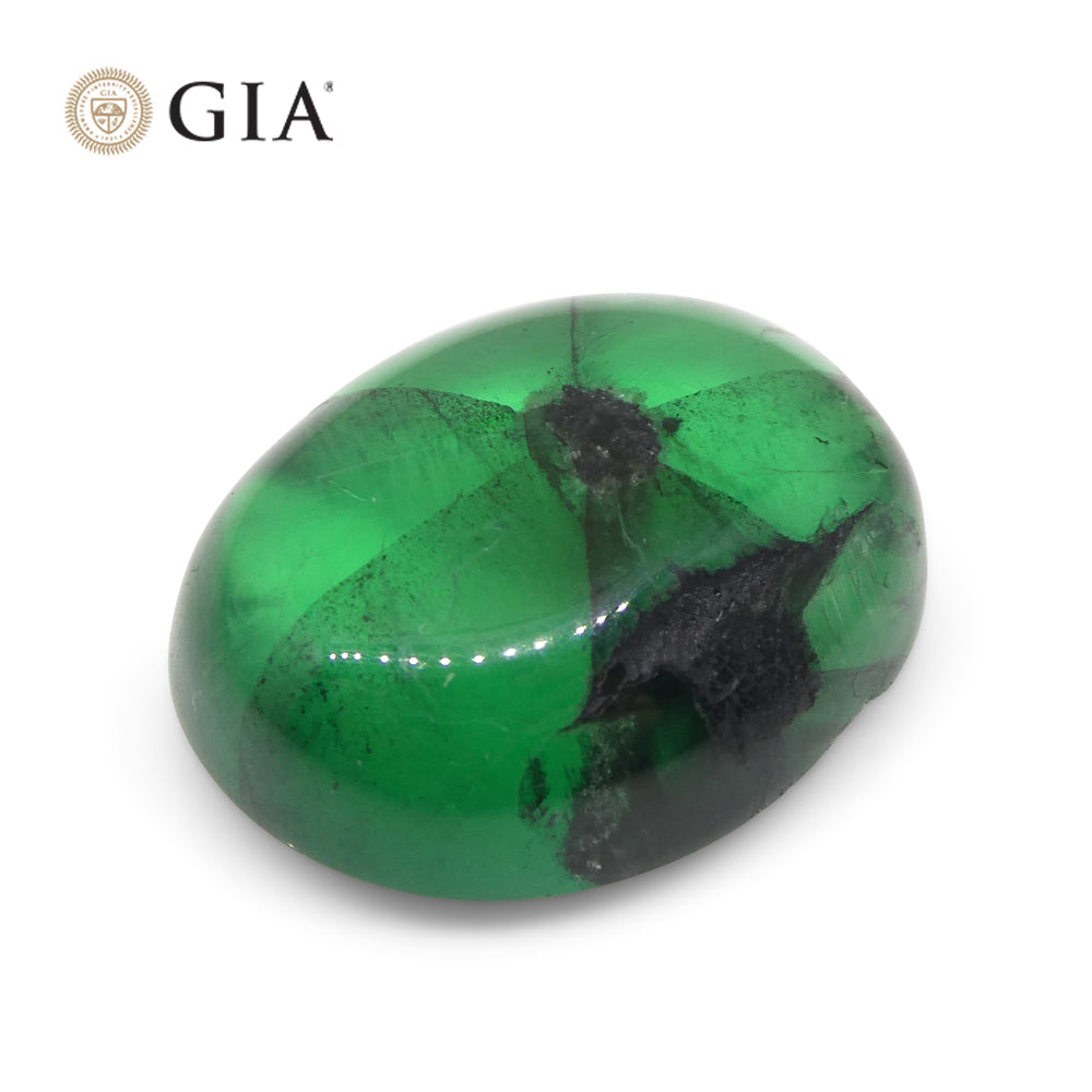 8.08ct Oval Green And Black Trapiche Emerald GIA Certified Colombia - Skyjems Wholesale Gemstones