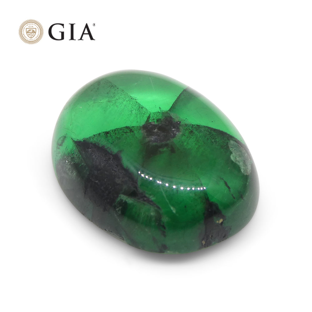 8.08ct Oval Green And Black Trapiche Emerald GIA Certified Colombia - Skyjems Wholesale Gemstones