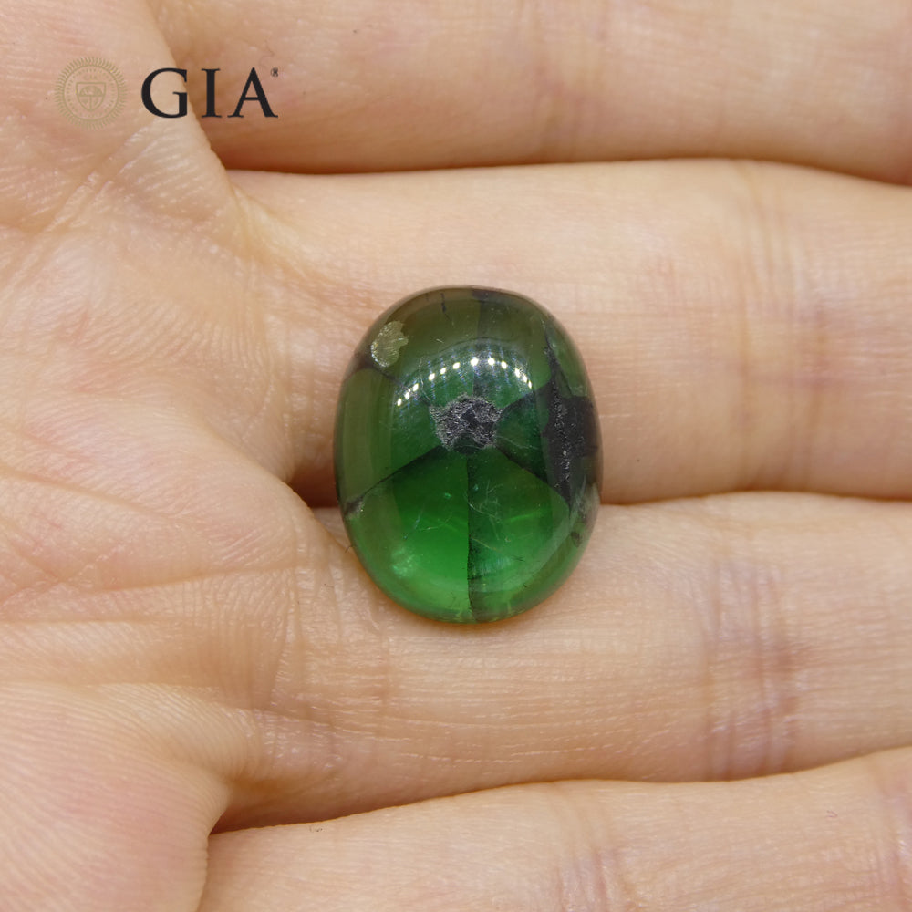 8.08ct Oval Green And Black Trapiche Emerald GIA Certified Colombia - Skyjems Wholesale Gemstones