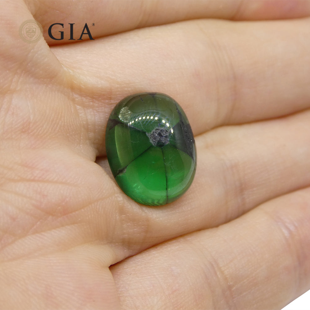 8.08ct Oval Green And Black Trapiche Emerald GIA Certified Colombia - Skyjems Wholesale Gemstones