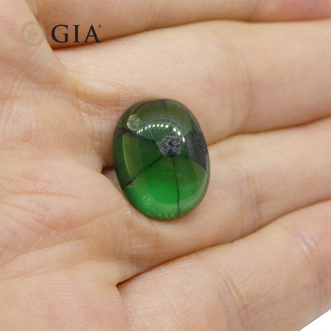 8.08ct Oval Green And Black Trapiche Emerald GIA Certified Colombia