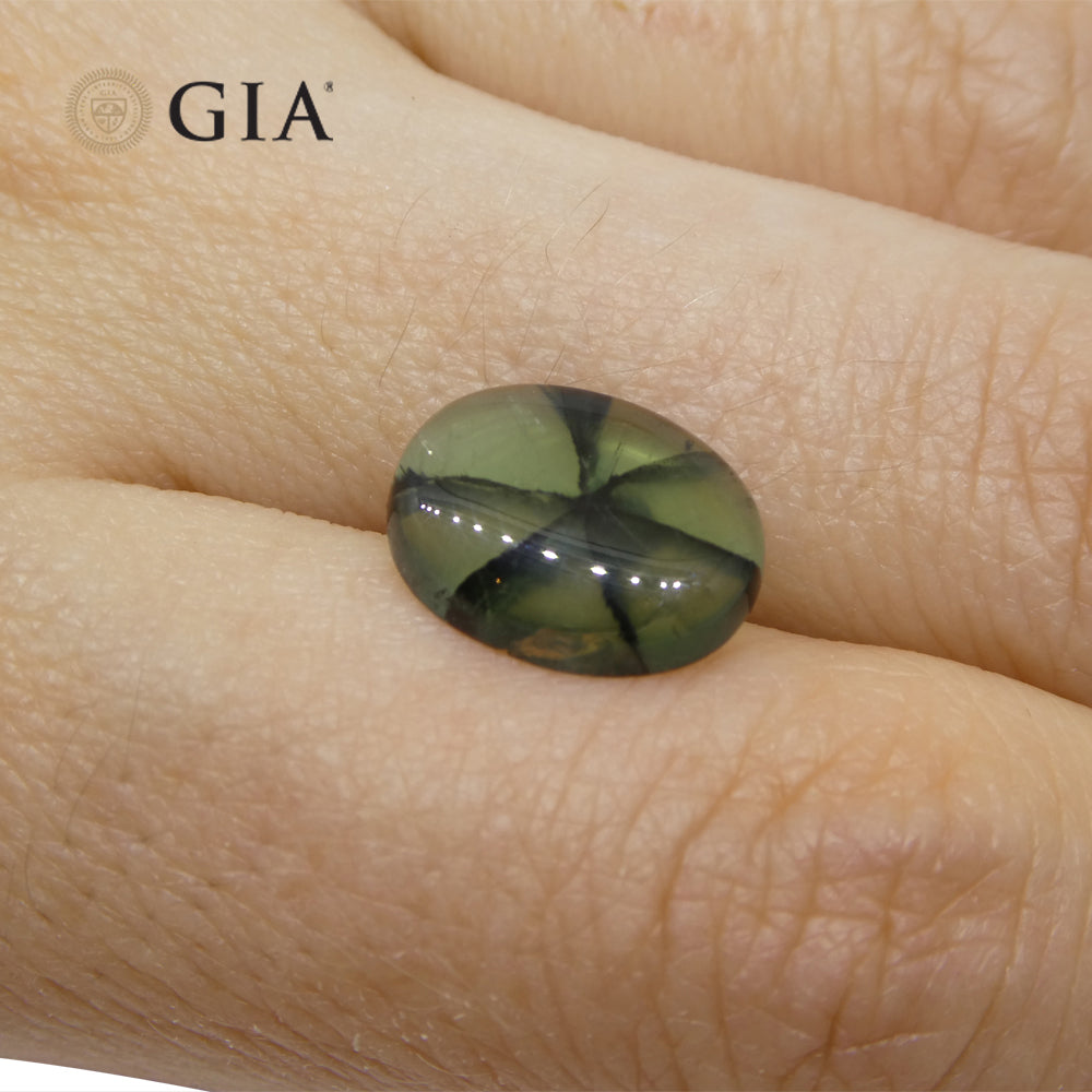 3.21ct Oval Green And Black Trapiche Emerald GIA Certified Colombia - Skyjems Wholesale Gemstones