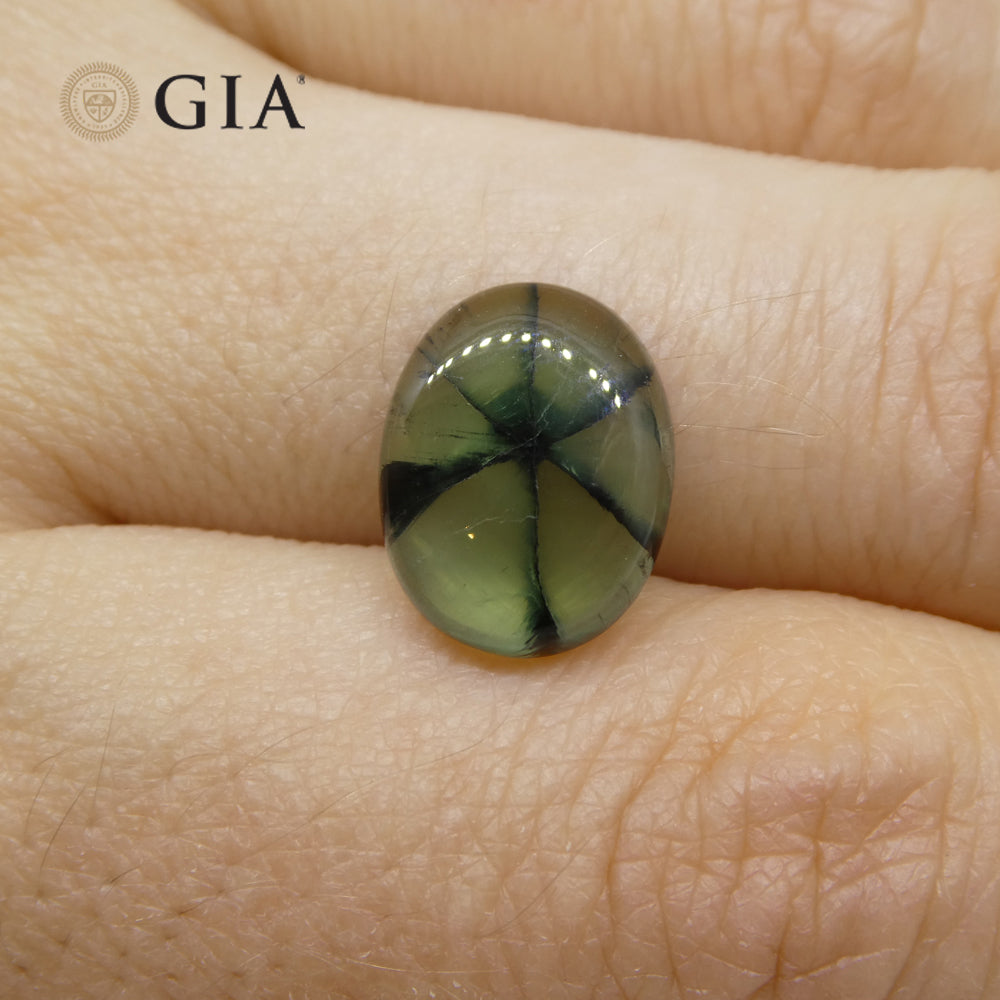 3.21ct Oval Green And Black Trapiche Emerald GIA Certified Colombia - Skyjems Wholesale Gemstones